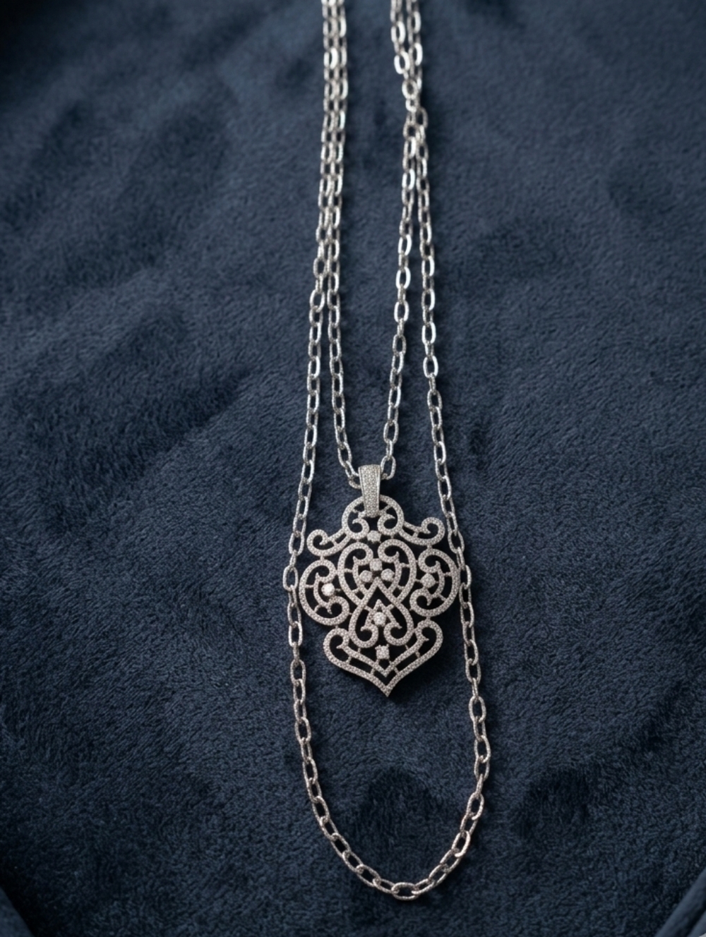 Vintage Trafari Scroll Pendant Necklace